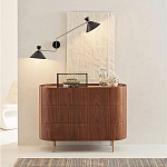 Комод округлой формы с тремя ящиками Walnut and Leather варинант исполнения - 9 | Loft Concept в Ижевске