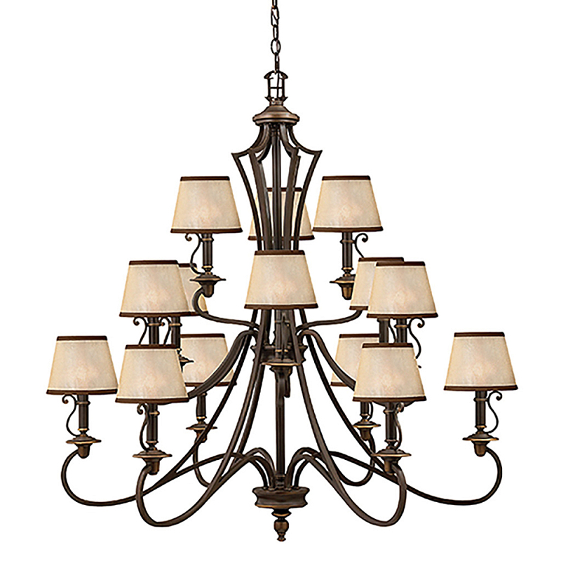 Люстра бронзового цвета с бежевыми абажурами из органзы в классическом стиле Hinkley Бронза Бежевый в Ижевске | Loft Concept 