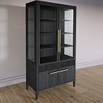 Витрина Primo со стеклянными фасадами и буфетом шпон Черный дуб варинант исполнения - 3 | Loft Concept в Ижевске