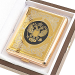 Портсигар на 20 сигарет с гравировкой Герба России в подарочной коробке Metal Cigarettes Cases варинант исполнения - 4 | Loft Concept в Ижевске