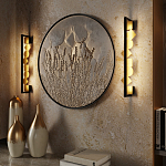 Бра вертикальное черного цвета с золотыми кругами и квадратами Gravyura варинант исполнения - 6 | Loft Concept в Ижевске