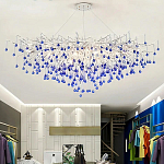 Люстра овальная с синими стеклянными подвесками в форме капель FAIRYTREE Light варинант исполнения - 4 | Loft Concept в Ижевске