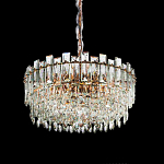 Круглая люстра с хрустальными подвесками на золотистом каркасе Gorgeous Crystal Light варинант исполнения - 6 | Loft Concept в Ижевске