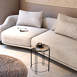 Стол журнальный круглый со столешницей из стекла Gold and Black Marble варинант исполнения - 5 | Loft Concept в Ижевске