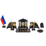 Настольный письменный набор с часами из природного камня обсидиана National Еmblem варинант исполнения - 1 | Loft Concept в Ижевске