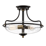 Потолочный светильник со стеклянным плафоном на изогнутых кронштейнах Quoizel  варинант исполнения - 15 | Loft Concept в Ижевске