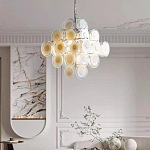 Люстра  с каскадом из круглых декоративных элементов  White Clear Glass Chandelier варинант исполнения - 3 | Loft Concept в Ижевске