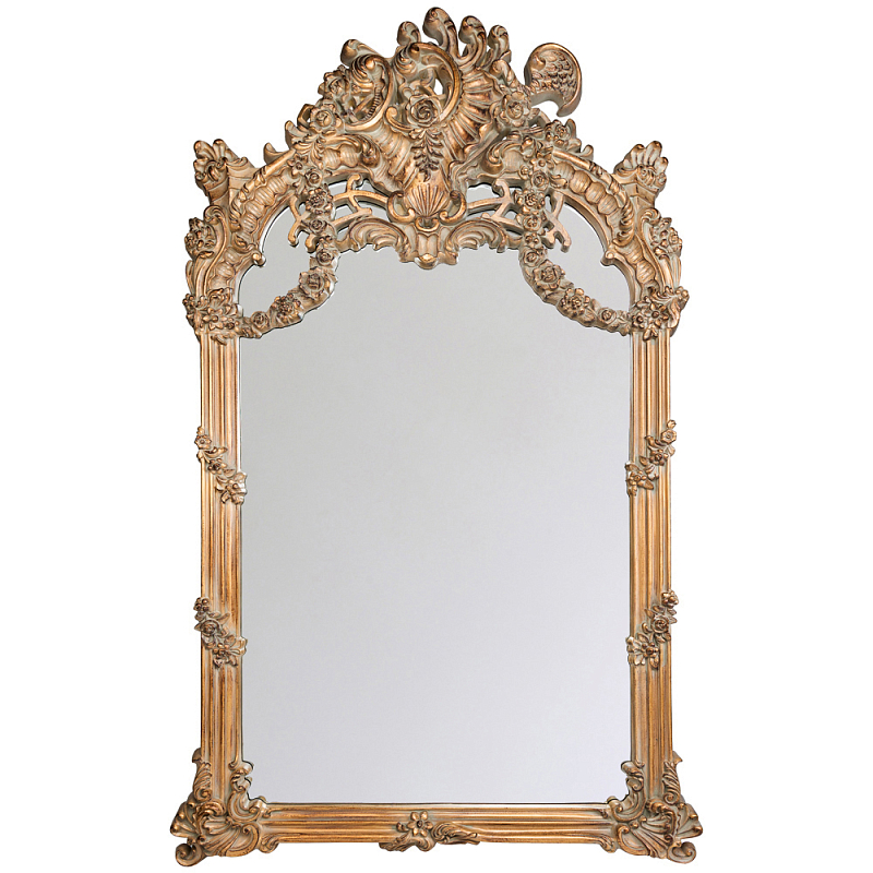 Зеркало настенное в ажурной раме с эффектом старины Classic Ornament Mirror Светло-коричневый  в Ижевске | Loft Concept 