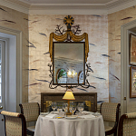 Обои ручная роспись Fishes Blue Pearl on Tarnished Silver gilded silk with pearlescent antiquing варинант исполнения - 6 | Loft Concept в Ижевске