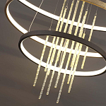 Люстра подвесная с 3-мя круглыми подвесами в черном и золотистом цвете и вертикальными подвесками Ring Horizontal варинант исполнения - 3 | Loft Concept в Ижевске