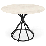 Стол обеденный с круглой керамической столешницей песчаного цвета Sand Ceramics варинант исполнения - 1 | Loft Concept в Ижевске