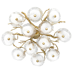 Потолочная люстра круглая ветвистыми бронзовыми элементами и стеклянными рифлеными дисками Textured Glass Chandelier варинант исполнения - 1 | Loft Concept в Ижевске