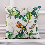 Декоративная подушка бежевая с изображением птица в саду Blooming Birds варинант исполнения - 2 | Loft Concept в Ижевске