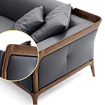 Диван двухместный c каркасом из массива дерева Double Sofa Made of Walnut Wood варинант исполнения - 2 | Loft Concept в Ижевске