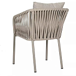 Стул серо-бежевый с декоративным плетением на спинке и подлокотниках Chair Weave варинант исполнения - 5 | Loft Concept в Ижевске