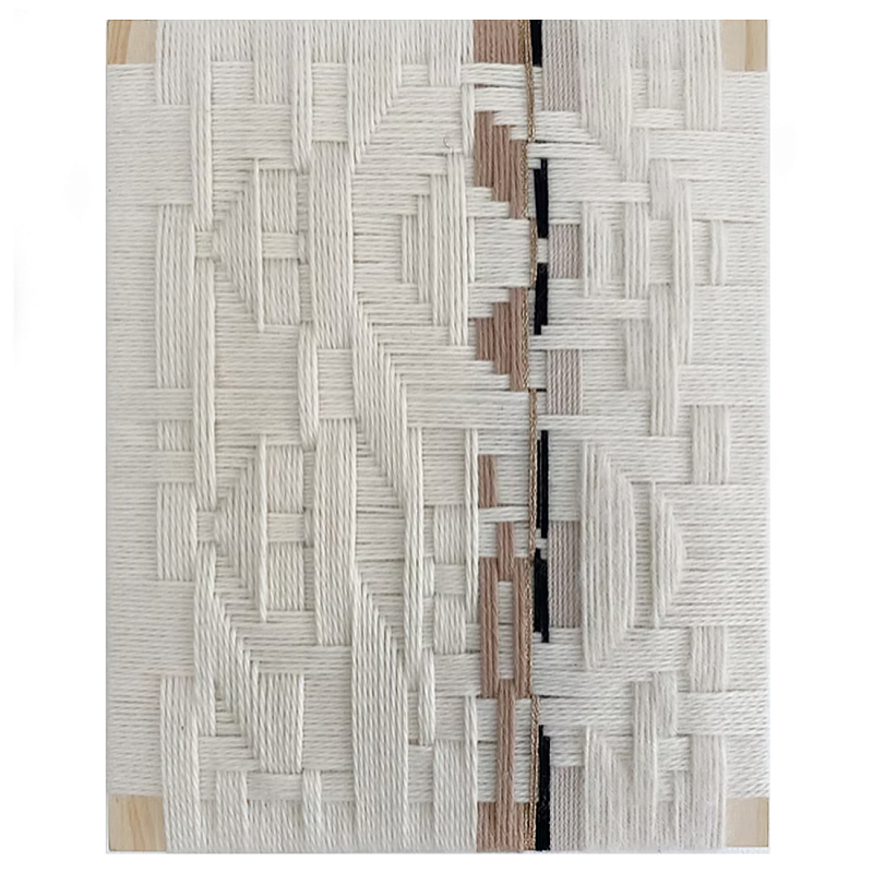 Текстильное панно ручной работы из хлопкового шнура wall panel line beige Коричневый Молочный в Ижевске | Loft Concept 