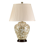 Настольная лампа с фарфоровым основанием бежевого цвета с рисунком и плиссированным абажуром на темной подставке Elstead Lighting варинант исполнения - 6 | Loft Concept в Ижевске