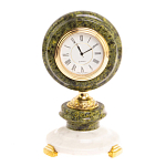 Часы настольные бронзовые из натуральных камней Мрамор и Змеевик Stone Clock варинант исполнения - 10 | Loft Concept в Ижевске