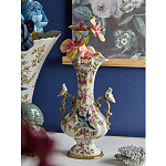 Ваза белого цвета из фарфора с цветочным рисунком и бронзовыми ручками с фигурками птиц Eden Garden porcelain and bronze варинант исполнения - 2 | Loft Concept в Ижевске