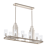 Люстра прямоугольная цвета латунь с прозрачными рифлеными цилиндрическими плафонами Kichler варинант исполнения - 11 | Loft Concept в Ижевске