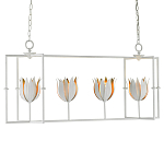 Люстра белая прямоугольная с абажурами в виде цветков тюльпана White Tulips варинант исполнения - 2 | Loft Concept в Ижевске