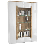 Шкаф-витрина с белым глянцевым фасадом 4-х дверная Grace of Furniture варинант исполнения - 1 | Loft Concept в Ижевске