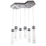 Люстра c 6-ю стеклянными плафонами хром Sparkling Bubbles Tube Chrome Hanging Lamp варинант исполнения - 1 | Loft Concept в Ижевске