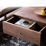 Кофейный стол из дерева с ящиком и нишей для хранения Coffee Walnut Table варинант исполнения - 7 | Loft Concept в Ижевске