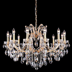 Люстра подвесная с 12-ю лампочками и прозрачными хрустальными подвесками на основании золотого цвета Crystal lamps варинант исполнения - 1 | Loft Concept в Ижевске