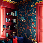 Обои с вышивкой ручной работы Flora Rio colourway on Liso Pine wool sateen варинант исполнения - 1 | Loft Concept в Ижевске