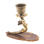 Подсвечник из натурального камня агат светло-коричневый Stone Candlestick варинант исполнения - 3 | Loft Concept в Ижевске