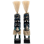 Комплект из 2-х деревянных статуэток Asmat Straw Headdress Statuettes Dark Blue варинант исполнения - 1 | Loft Concept в Ижевске
