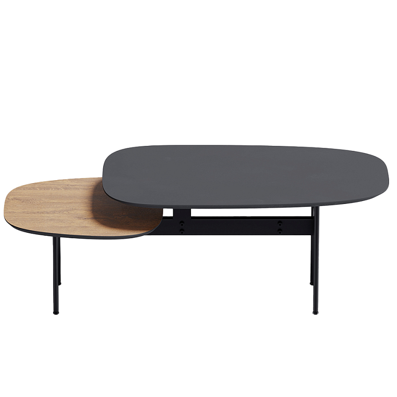 Step журнальный столик из натурального дуба и металла Черный Светлый дуб в Ижевске | Loft Concept 