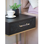 Приставной столик с резным узором на выдвижном ящике Black Table Carved Pattern варинант исполнения - 6 | Loft Concept в Ижевске