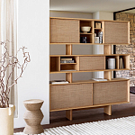 Приставной стол с отделкой из джута Juti D30 см варинант исполнения - 7 | Loft Concept в Ижевске