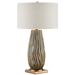 Настольная лампа с фактурным корпусом и тканевым абажуром Smooth Peaks варинант исполнения - 3 | Loft Concept в Ижевске