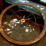 Часы настенные деревянные с римскими цифрами бронзового цвета Clock with History варинант исполнения - 3 | Loft Concept в Ижевске