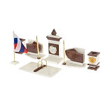 Настольный письменный набор из мрамора и лемезита с гербом и флагом России Marble Accessory варинант исполнения - 2 | Loft Concept в Ижевске