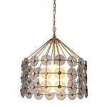 Люстра подвесная с круглыми дисками из серого фактурного стекла с белым матовым шаром внутри Quintiesse варинант исполнения - 1 | Loft Concept в Ижевске