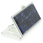 Таблетница карманная прямоугольная на 7 отделений с зеркалом и накладкой из натурального камня Содалит Silver Stone Pillboxes варинант исполнения - 1 | Loft Concept в Ижевске