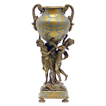 Ваза голубого цвета из фарфора с золотым растительным орнаментом и бронзовыми фигурками женщин Eden Garden porcelain and bronze варинант исполнения - 2 | Loft Concept в Ижевске