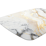 Обеденный стол с прямоугольной столешницей из стекла на черных металлических ножках White Marble варинант исполнения - 4 | Loft Concept в Ижевске