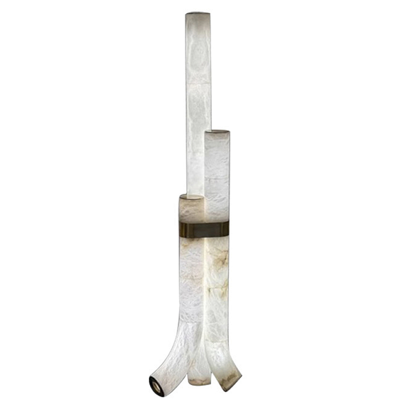 Торшер геометрический с тремя мраморными плафонами Marble Tripod Белый Торшер геометрический с тремя мраморными плафонами Marble Tripod Белый в Ижевске | Loft Concept
