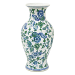Ваза с зелено-голубым цветочным узором на белом фоне 47 см Blue & White Ornament варинант исполнения - 1 | Loft Concept в Ижевске