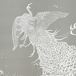 Обои ручная роспись в стиле Арт-деко Whistler Peacocks Special Colourway on Pale Grey dyed silk варинант исполнения - 1 | Loft Concept в Ижевске