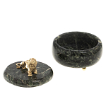 Шкатулка из натурального камня змеевик с фигуркой льва Stone Casket варинант исполнения - 3 | Loft Concept в Ижевске