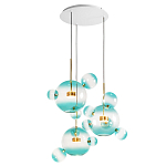 Люстра подвесная с прозрачными бирюзовыми стеклянными шарами и круглым основанием 3 лампы Giopato & Coombes варинант исполнения - 3 | Loft Concept в Ижевске