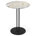 Стол журнальный с круглой столешницей из стекла Gray and Gold Marble варинант исполнения - 1 | Loft Concept в Ижевске