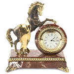 Часы настольные бронзовые с декором в виде коня Horse Stone Clock варинант исполнения - 1 | Loft Concept в Ижевске