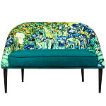 Диван двухместный из натурального бука зеленый с цветочным принтом Impressionism in Art варинант исполнения - 1 | Loft Concept в Ижевске